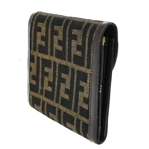 FENDI Logo Zucca Pattern Bifold Wallet Canvas Leather Brown Italy 01KA823 - Picture 4 of 16